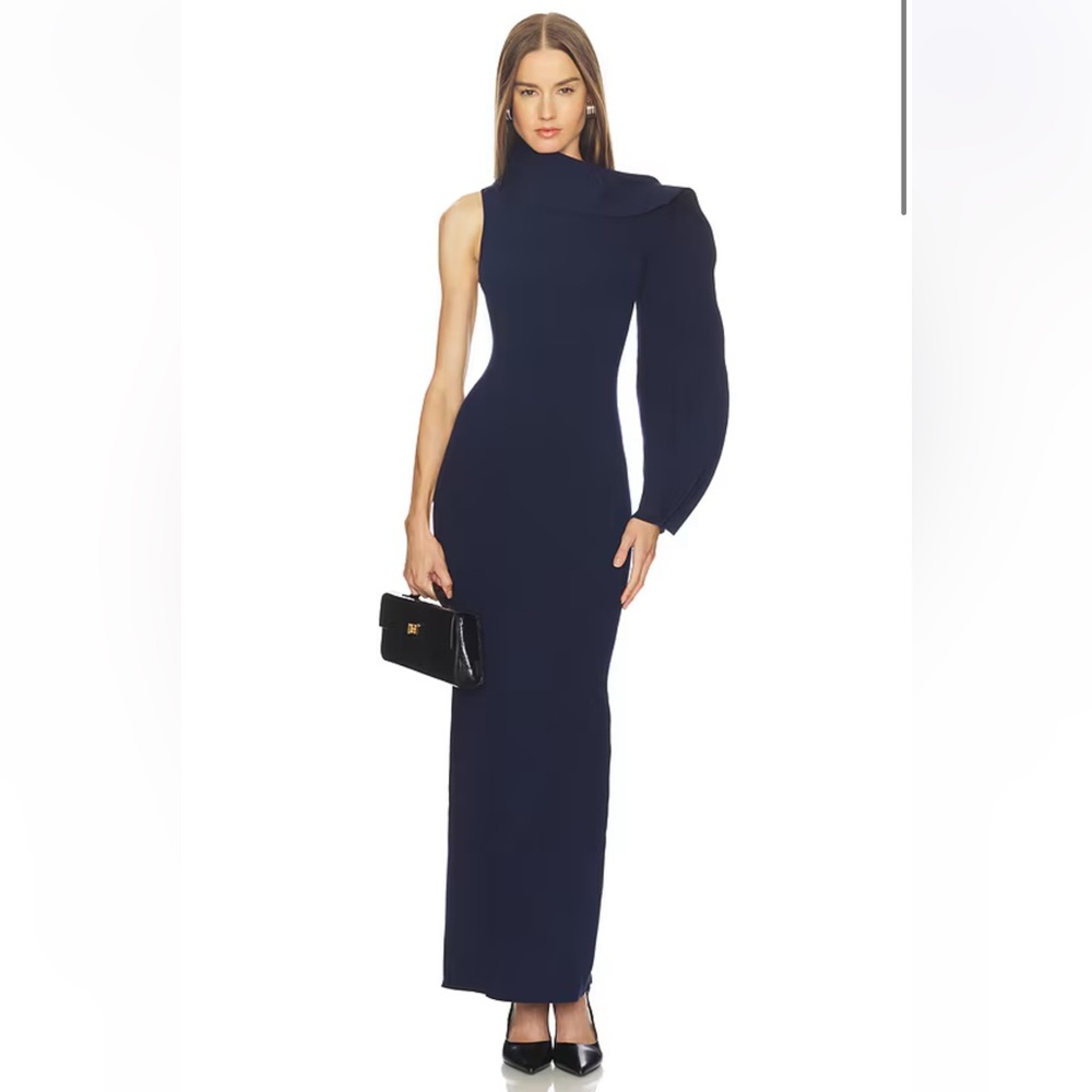 Chic One-Shoulder Navy Dress